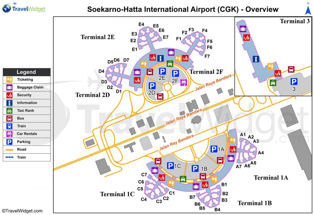 soekarno hatta letiště terminál mapě