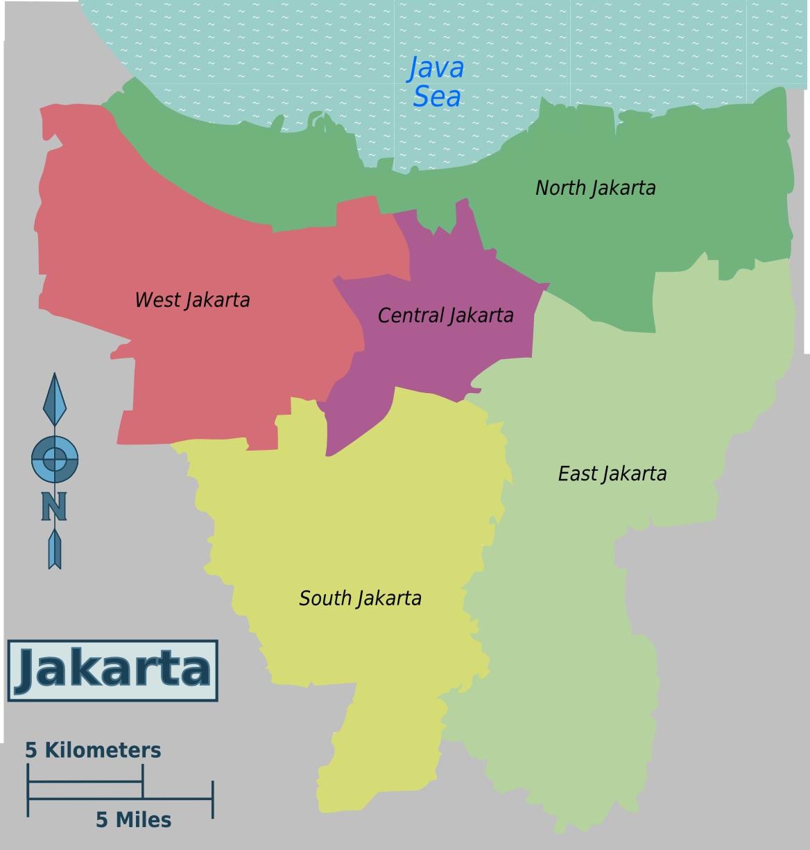 mapa Jakarta okresů