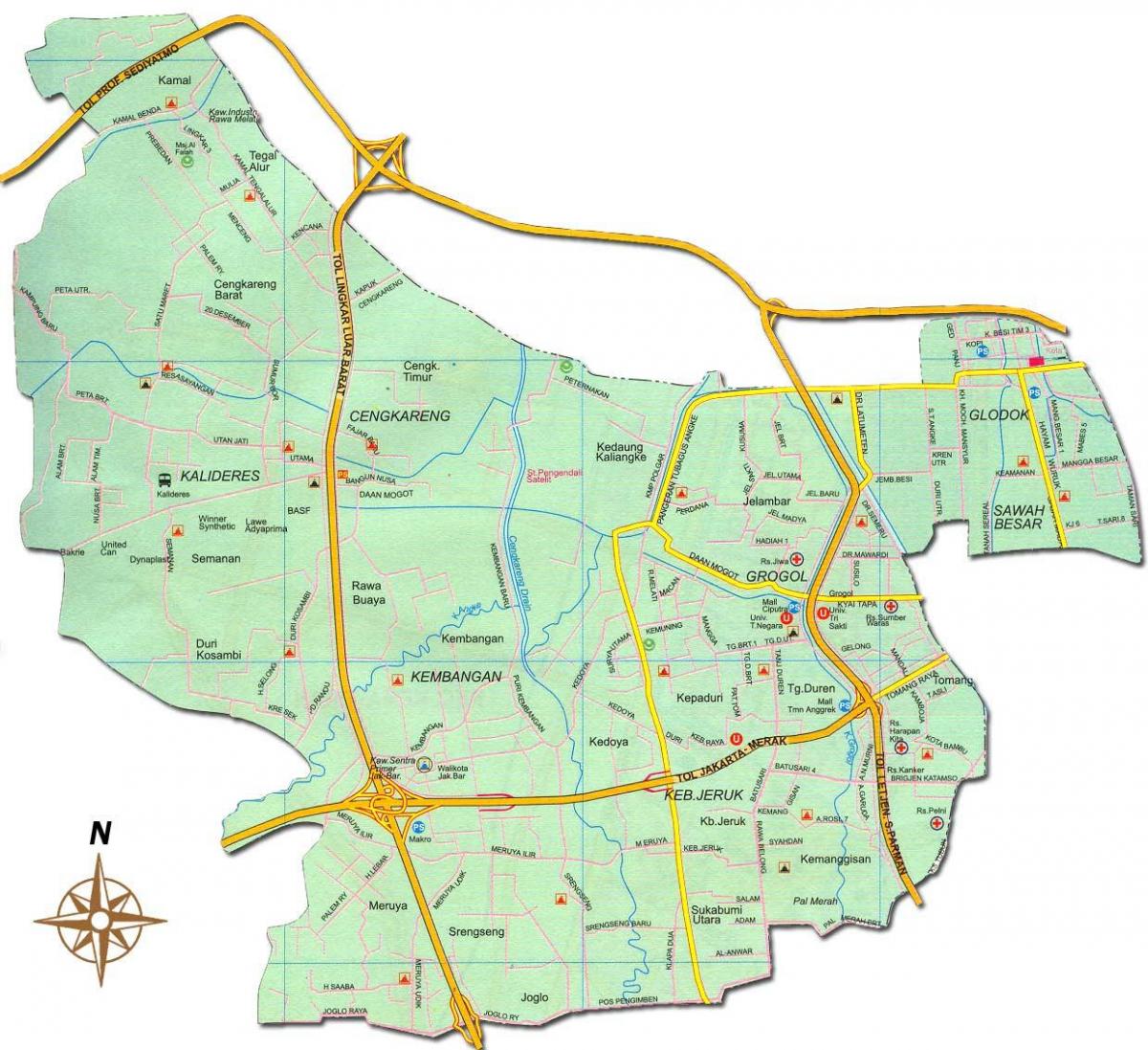 Jakarta barat mapě
