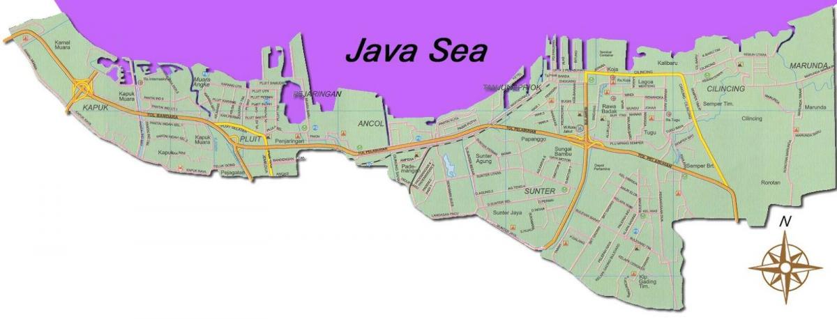 Jakarta utara mapě