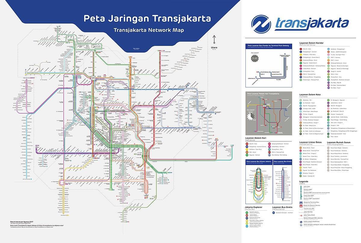 transJakarta trasy mapě