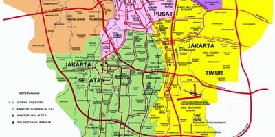 Jakarta turistických atrakcí mapě